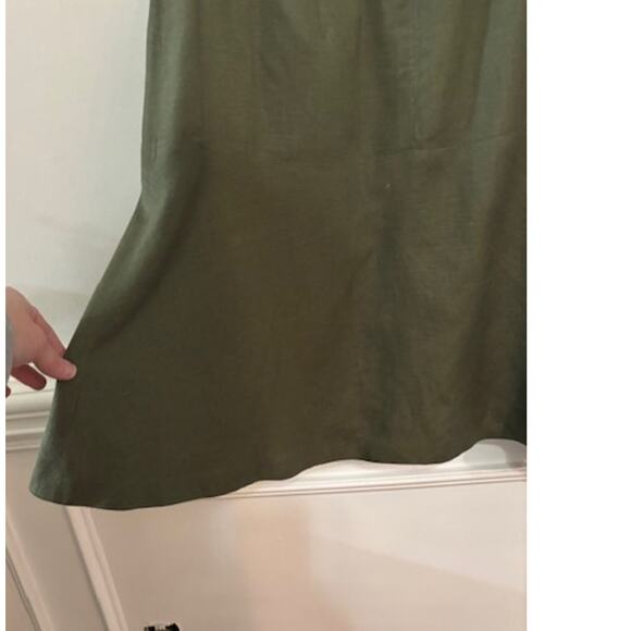Ann Taylor Skirt A Line Womens Size 4 Linen Lined Olive Green Side Lace Up Sash - Picture 7 of 7